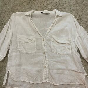 Zara Cream Button-Down Shirt